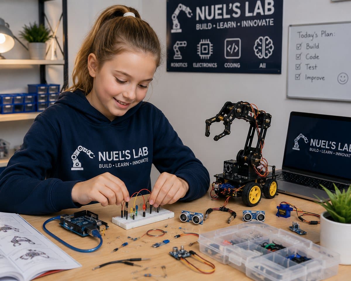A user working through a Mind Forge electronics class